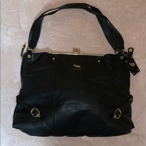 Emma Fox Pebbled Leather Tote w/Kiss Lock
